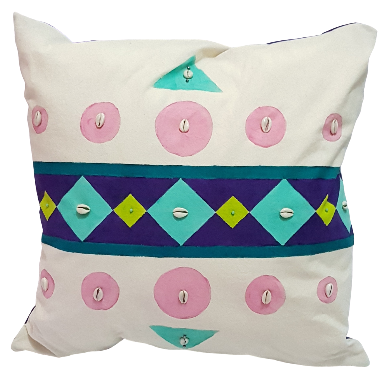 Cushion-Hand painted  with bead work