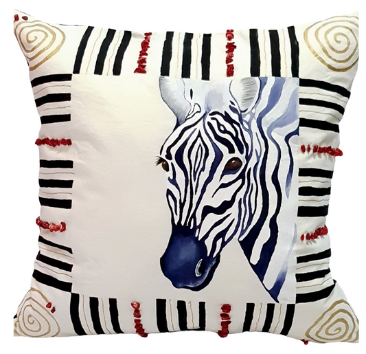 Cushion-Hand painted  with bead work