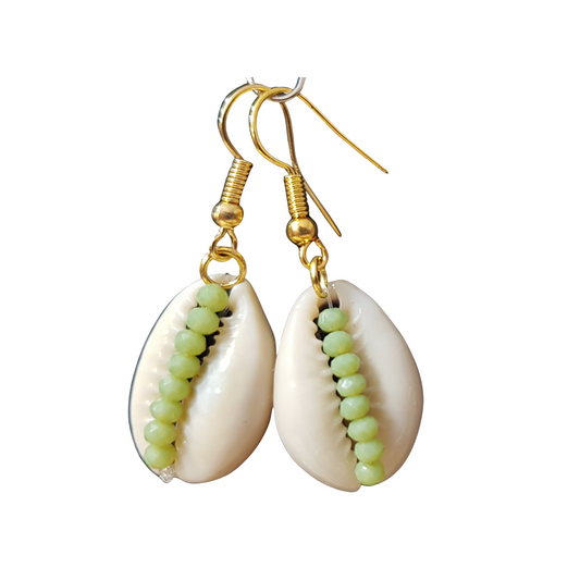 Earrings Cowrie Shell & Crystal