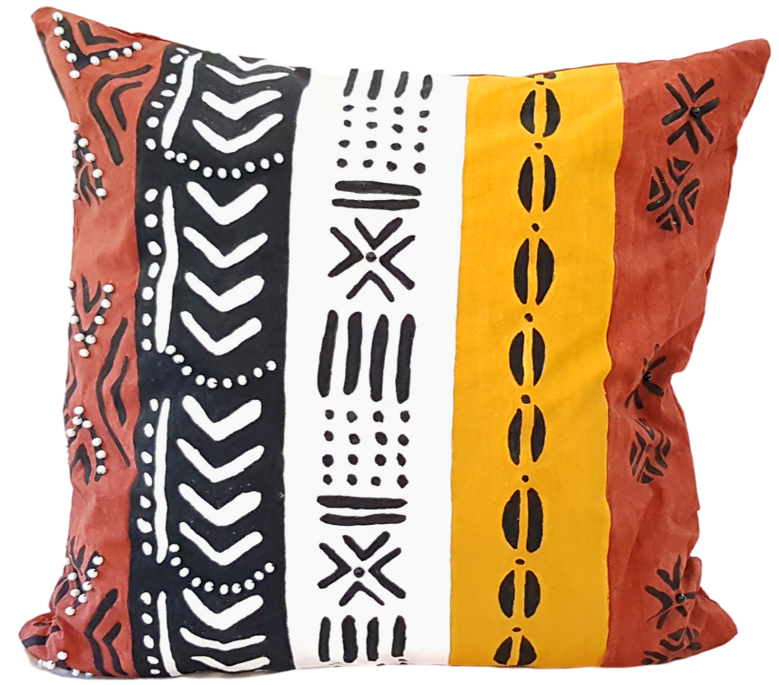 Cushion-Hand painted  with bead work